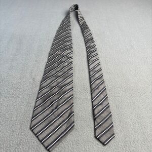 Country Road Mens Grey Navy Striped Silk Tie Hand Finished in Italy
